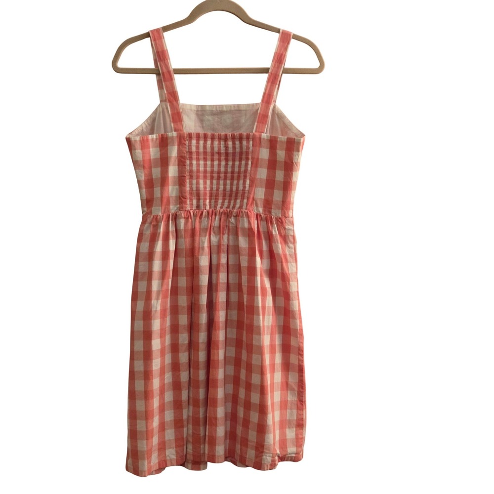 J. by J.Crew Pink Gingham Smocked Back Fit & Flare Cotton Cottage Sundress Sz S - Picture 6 of 10